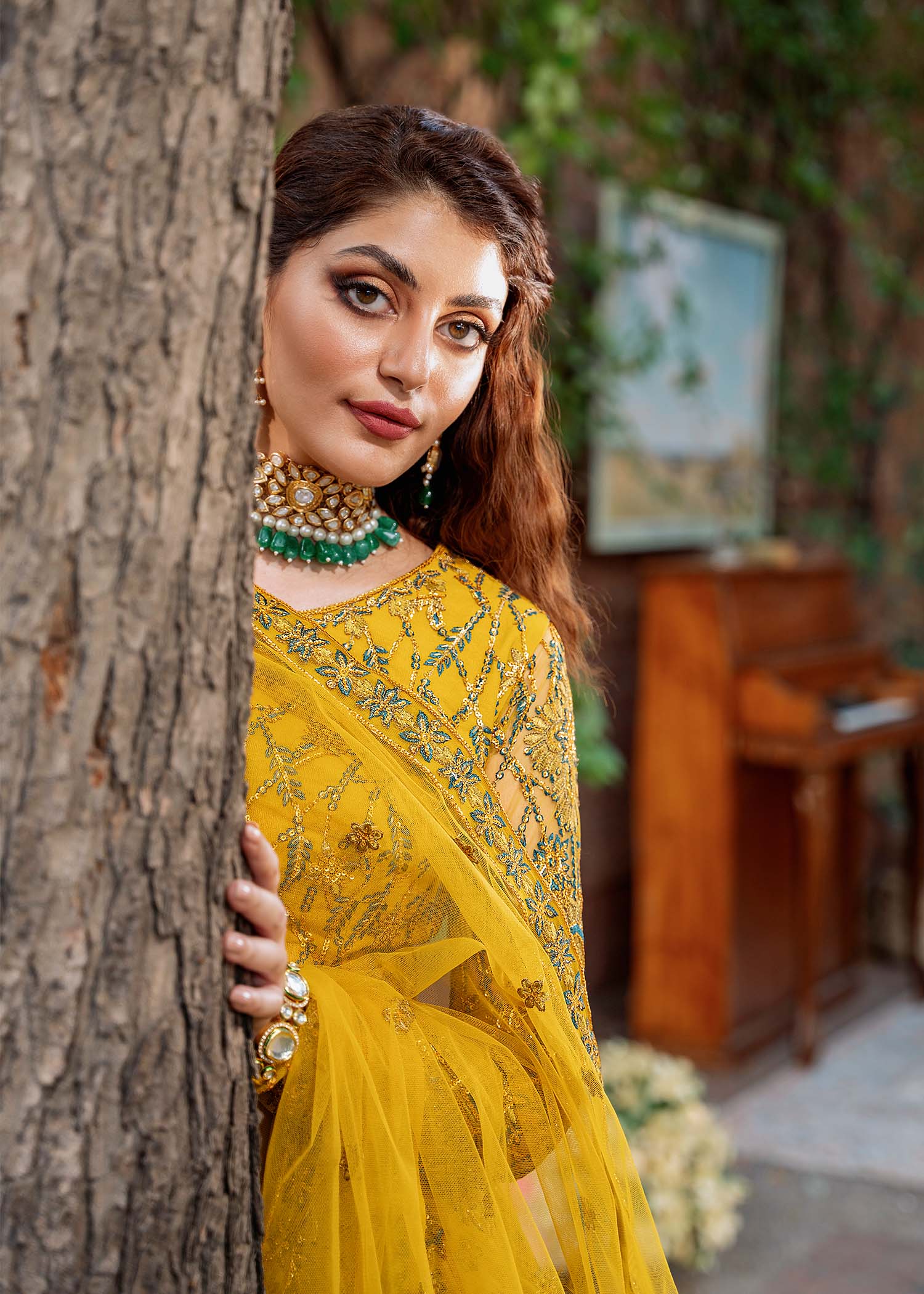 Women Wearing Shehernaz Yellow Lehnga Choli For Formals Events - Pakistani Designer Wear For Women In UK | Kifat
