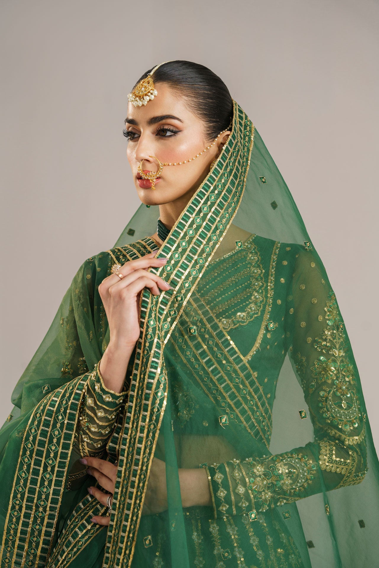 Women Wearing Shahul Green Lehenga Choli For Formals Events - Pakistani Designer Wear For Women In UK | Kifat