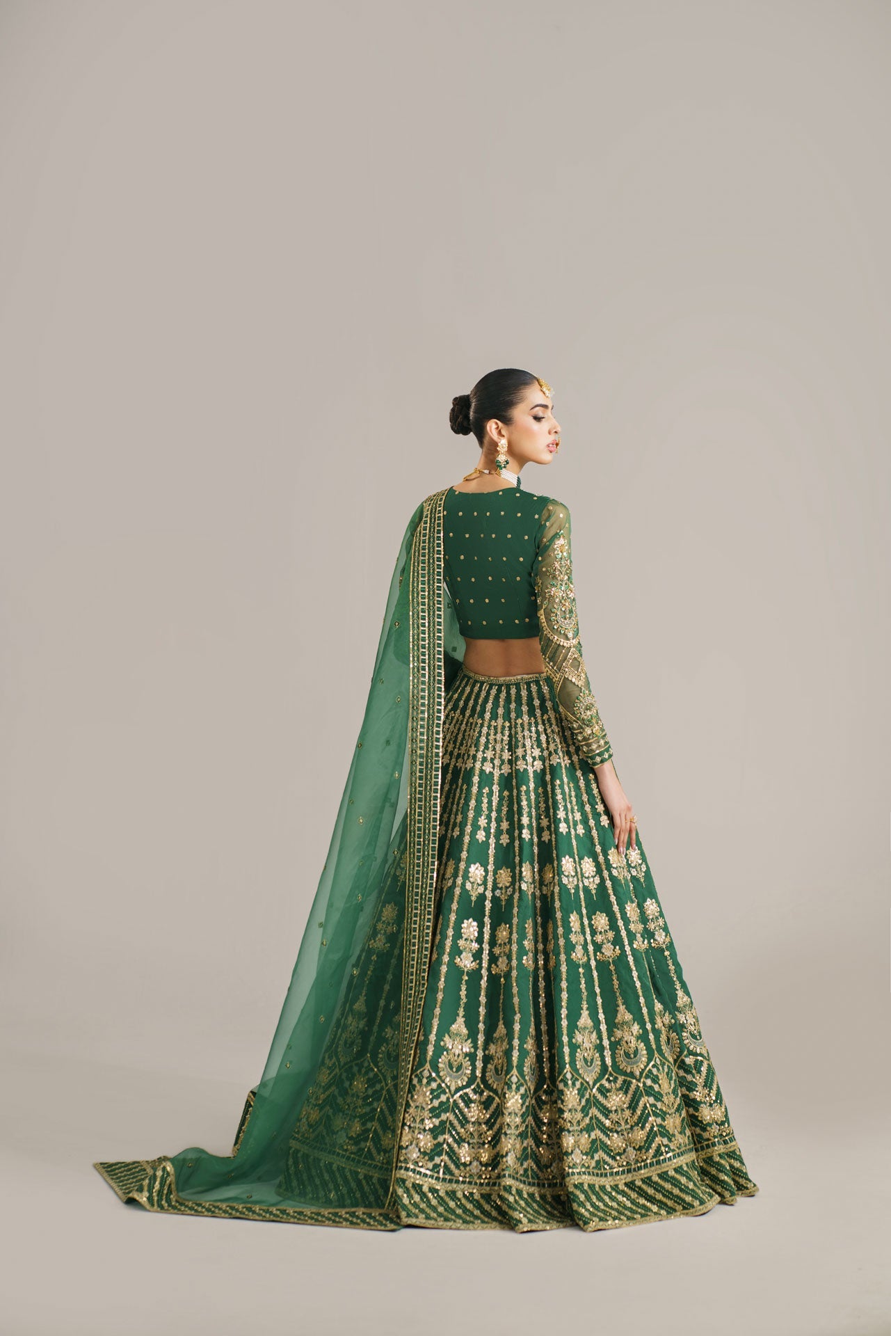 Women Wearing Shahul Green Lehenga Choli For Formals Events - Pakistani Designer Wear For Women In UK | Kifat