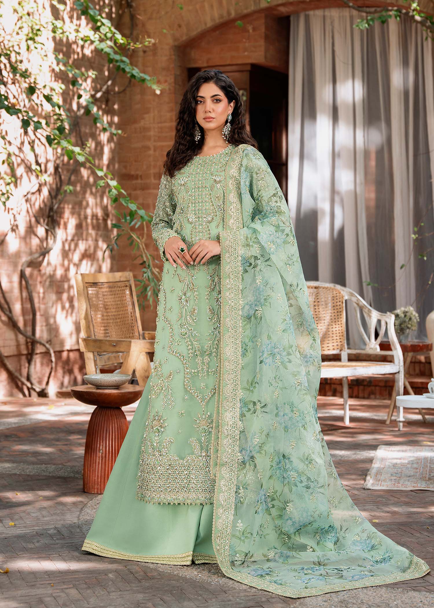 Women Wearing Riwayat Light Blue Long Shirt For Formals Events - Pakistani Designer Wear For Women In UK | Kifat