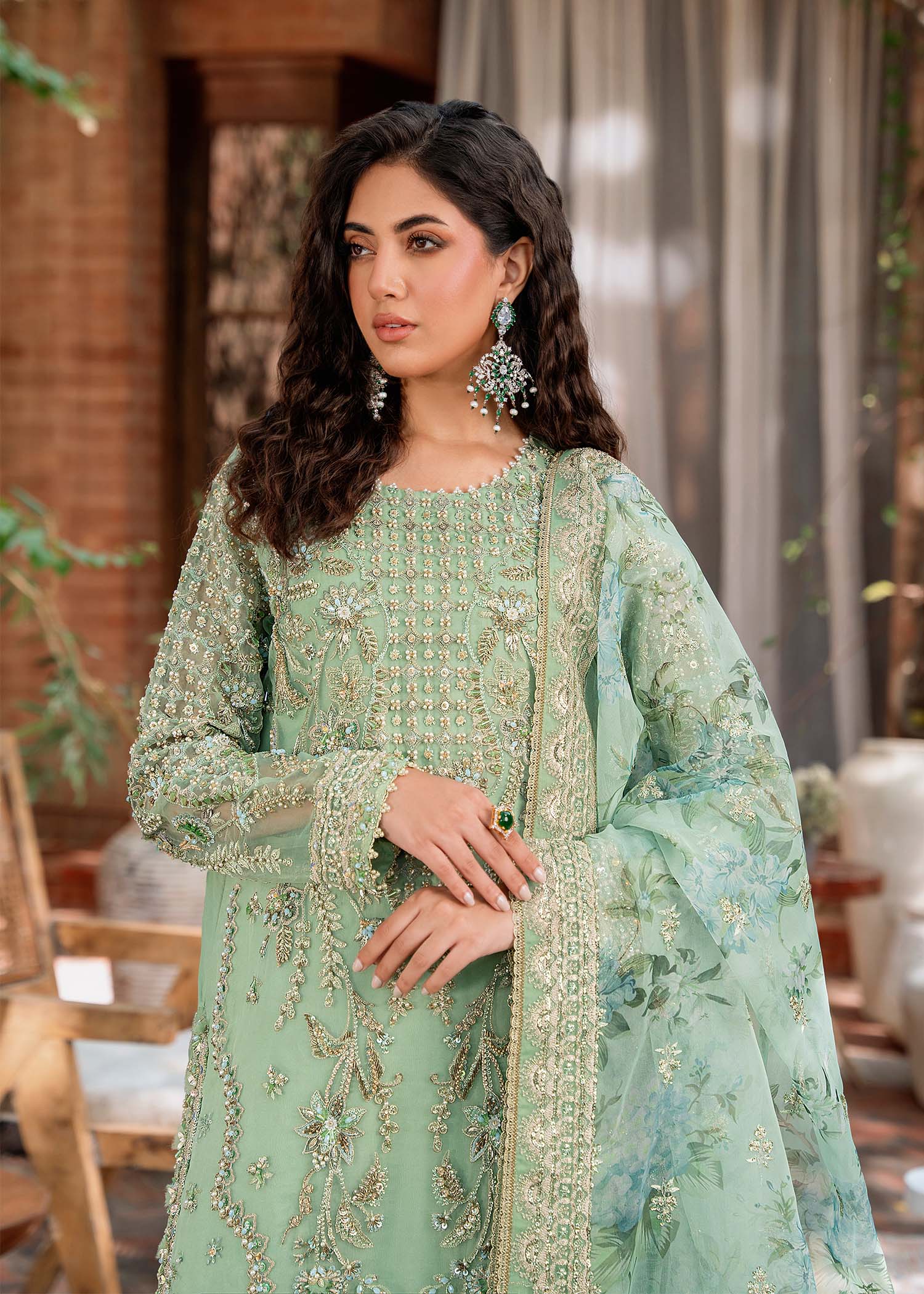 Women Wearing Riwayat Light Blue Long Shirt For Formals Events - Pakistani Designer Wear For Women In UK | Kifat