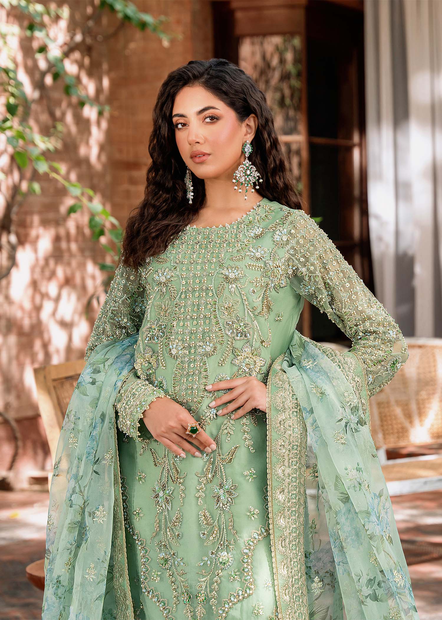 Women Wearing Riwayat Light Blue Long Shirt For Formals Events - Pakistani Designer Wear For Women In UK | Kifat