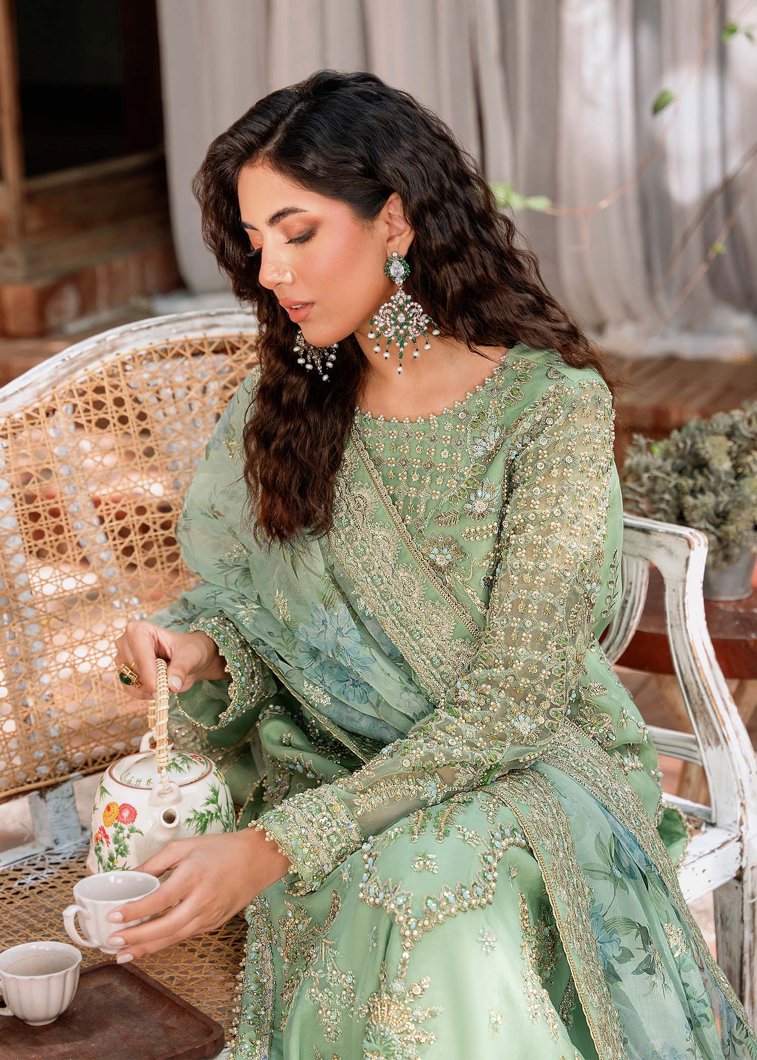 Women Wearing Riwayat Light Blue Long Shirt For Formals Events - Pakistani Designer Wear For Women In UK | Kifat