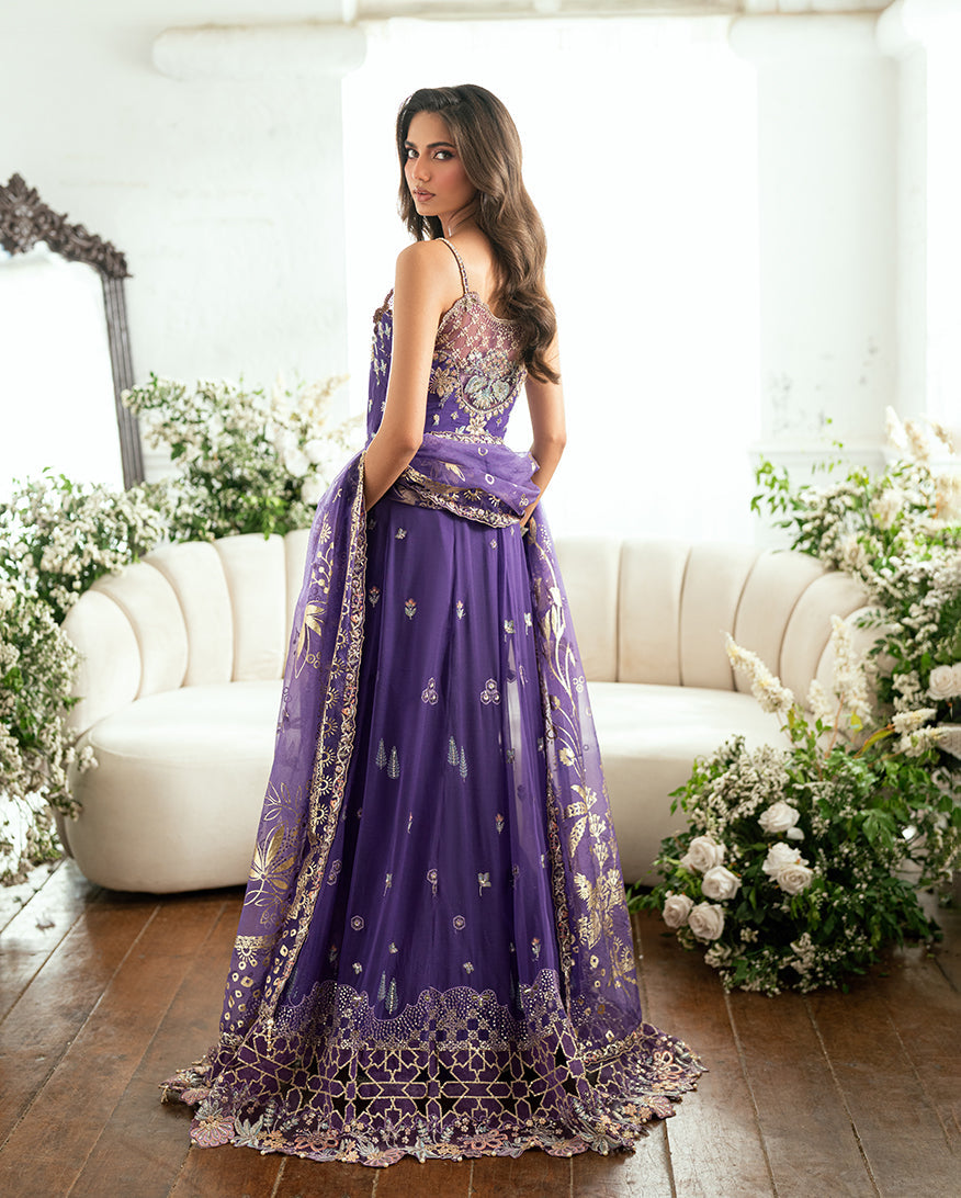 Women Wearing Tara Taal Purple Long Frock for Festive Events - Pakistani Designer Wear for Women in UK | Kifat