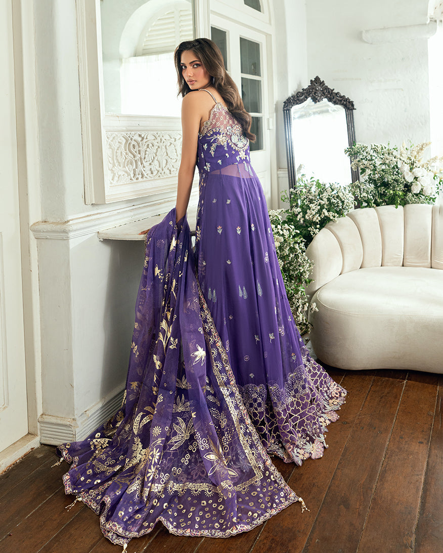 Women Wearing Tara Taal Purple Long Frock for Festive Events - Pakistani Designer Wear for Women in UK | Kifat