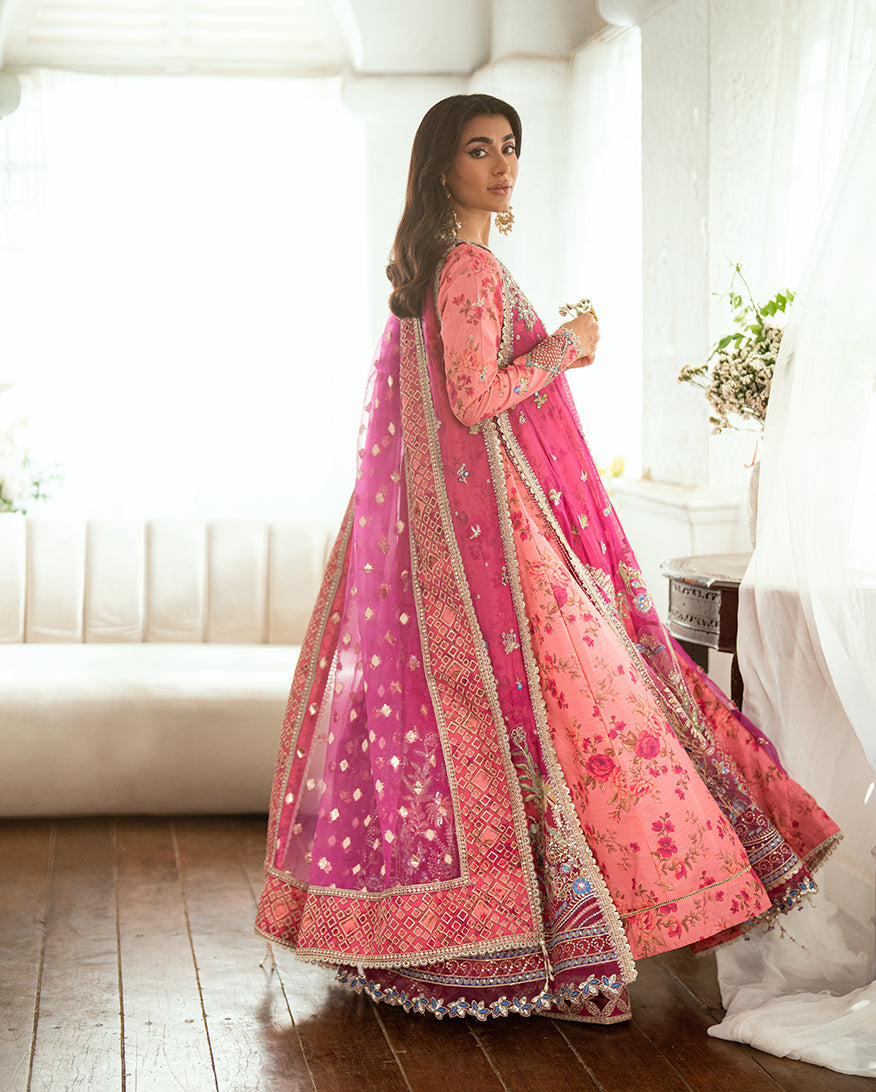 Women Wearing Geet Gulabi Magenta Long Shirt for Festive Events - Pakistani Designer Wear for Women in UK | Kifat