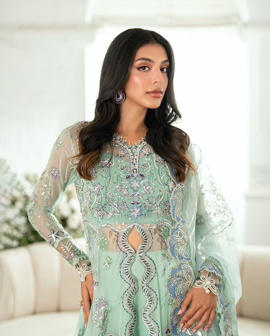 Women Wearing Sitaara Aqua Peshwas for Festive Events - Pakistani Designer Wear for Women in UK | Kifat