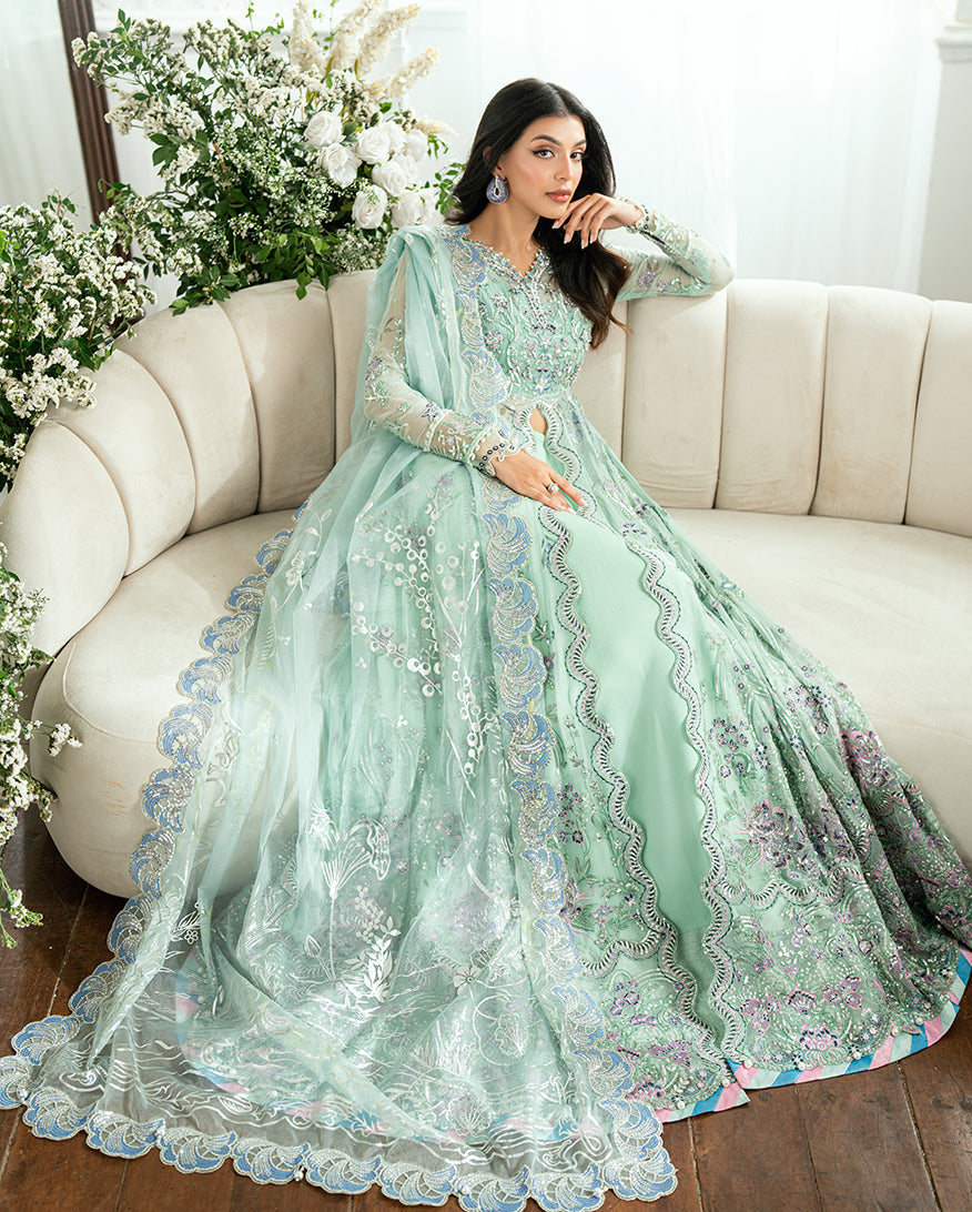 Women Wearing Sitaara Aqua Peshwas for Festive Events - Pakistani Designer Wear for Women in UK | Kifat