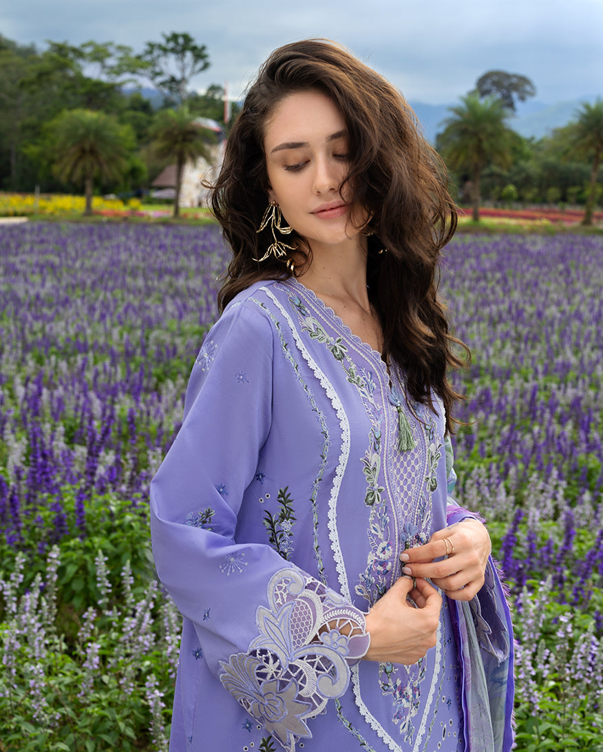 Women Wearing Daisy Reverie Light Purple Long Shirt for Festive Events - Pakistani Designer Wear for Women in UK | Kifat