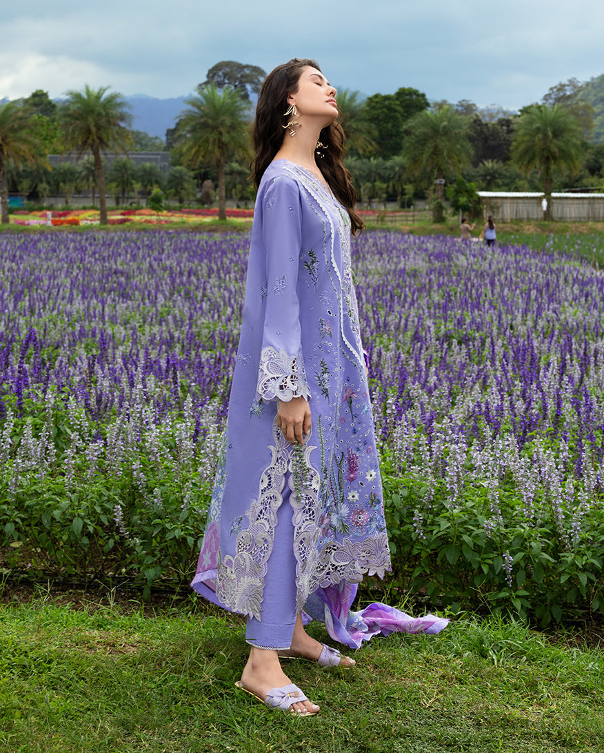 Women Wearing Daisy Reverie Light Purple Long Shirt for Festive Events - Pakistani Designer Wear for Women in UK | Kifat