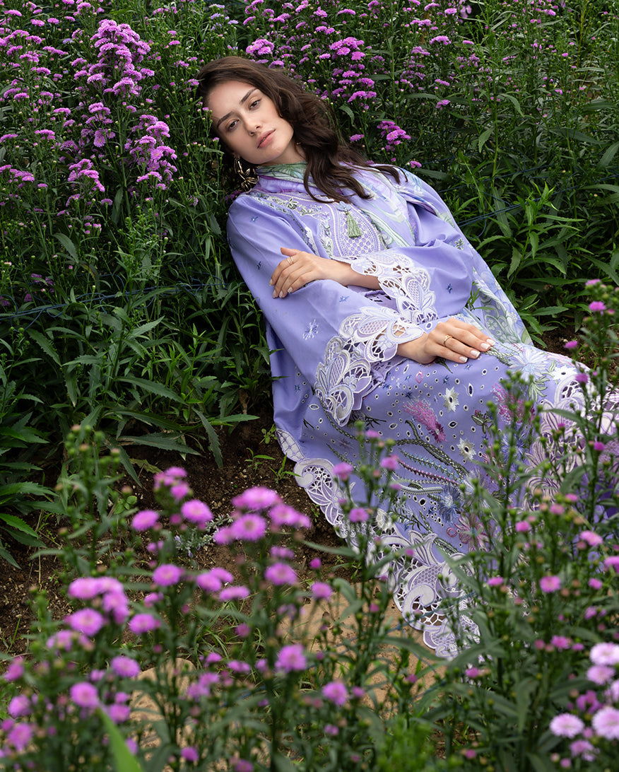 Women Wearing Daisy Reverie Light Purple Long Shirt for Festive Events - Pakistani Designer Wear for Women in UK | Kifat