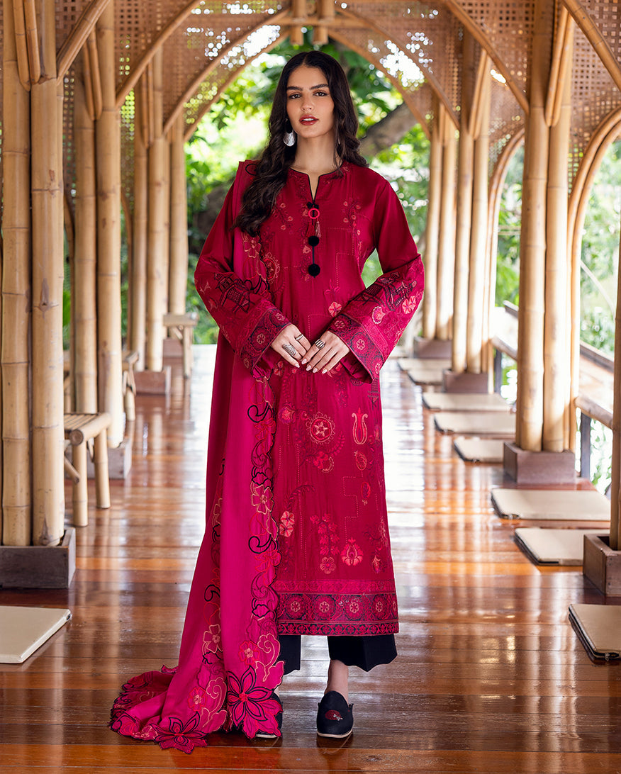 Women Wearing Darling Bloom Red Long Shirt for Luxury Events - Pakistani Designer Wear for Women in UK | Kifat
