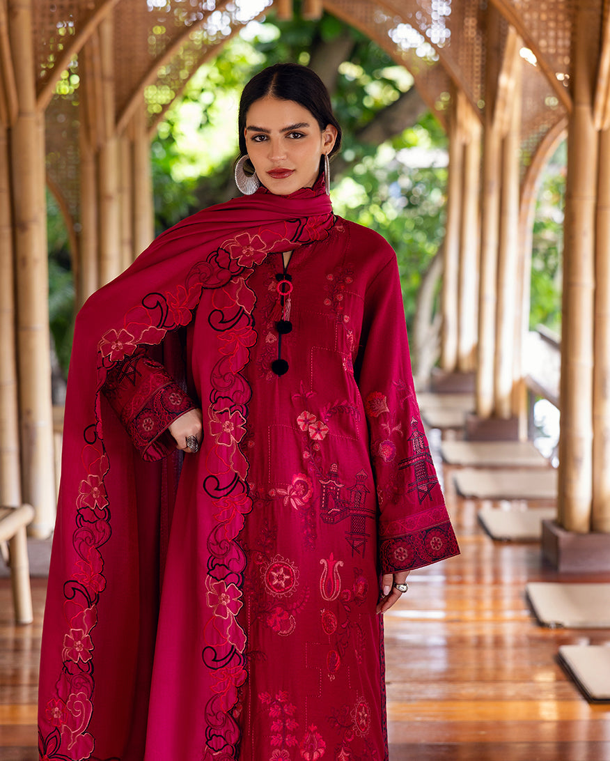 Women Wearing Darling Bloom Red Long Shirt for Luxury Events - Pakistani Designer Wear for Women in UK | Kifat