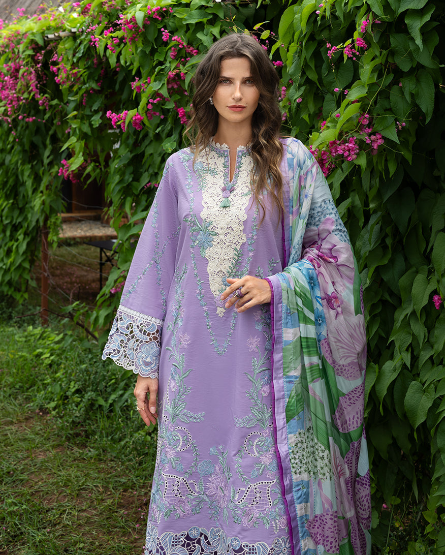 Women Wearing Dewdrop Dance Lilac Long Shirt for Festive Events - Pakistani Designer Wear for Women in UK | Kifat