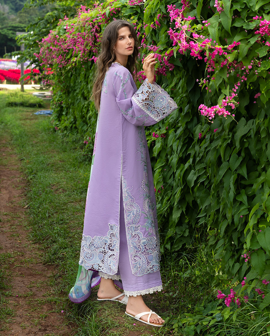 Women Wearing Dewdrop Dance Lilac Long Shirt for Festive Events - Pakistani Designer Wear for Women in UK | Kifat