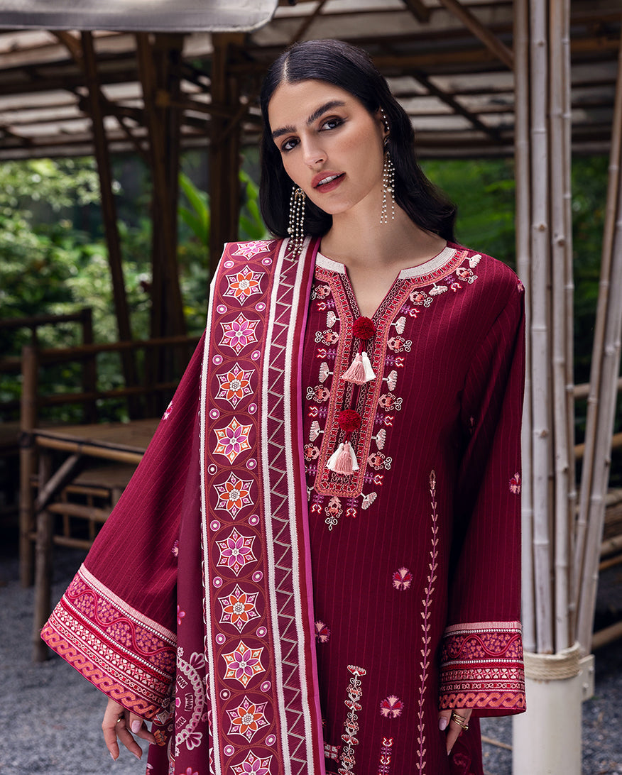 Women Wearing Emerald Glimmer Maroon Long Shirt for Luxury Events - Pakistani Designer Wear for Women in UK | Kifat