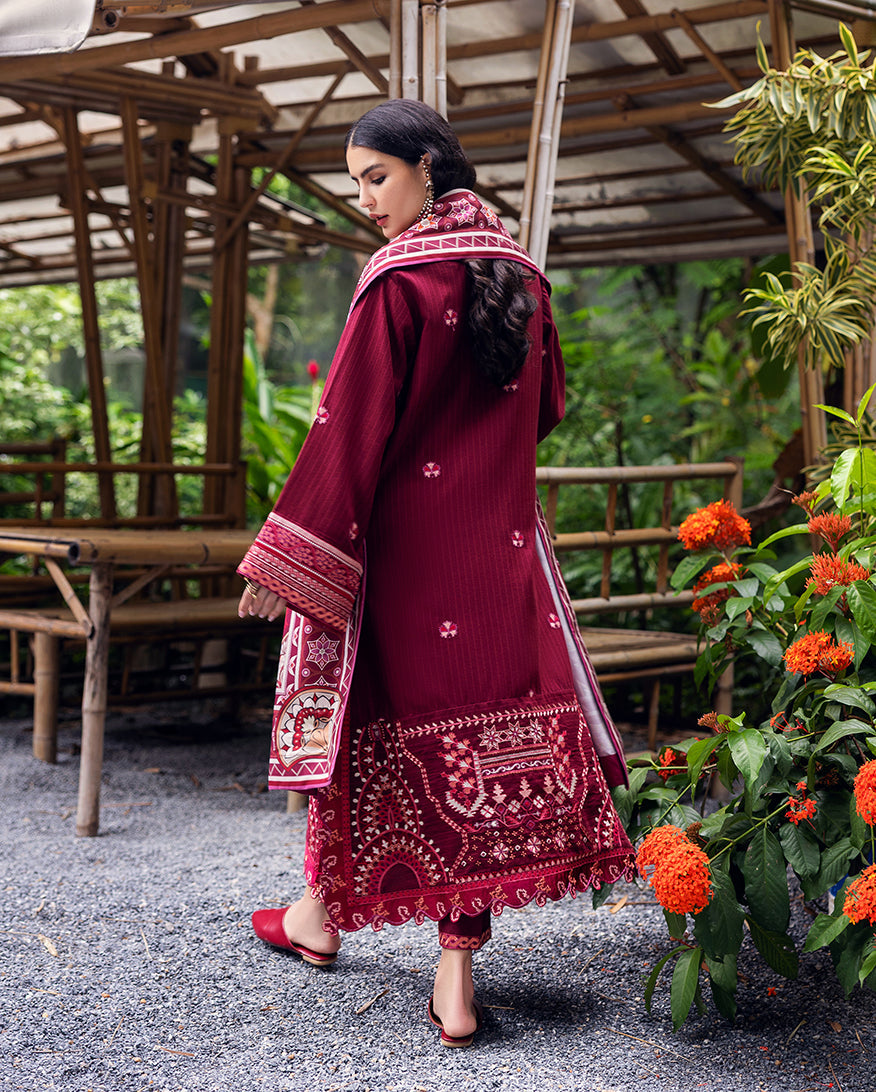 Women Wearing Emerald Glimmer Maroon Long Shirt for Luxury Events - Pakistani Designer Wear for Women in UK | Kifat