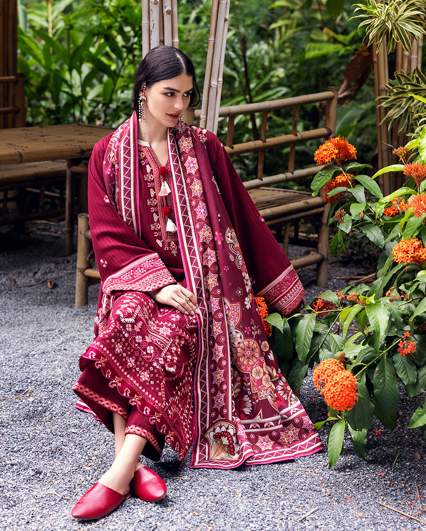 Women Wearing Emerald Glimmer Maroon Long Shirt for Luxury Events - Pakistani Designer Wear for Women in UK | Kifat