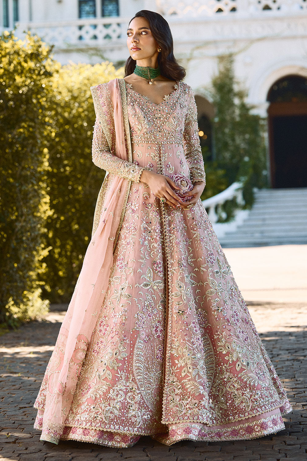 Soraya FLORENCEA Pink Long Open Shirt for Wedding Wear, Guest of Wedding Wear - Pakistani Designer Wear for Women in UK | Kifat
