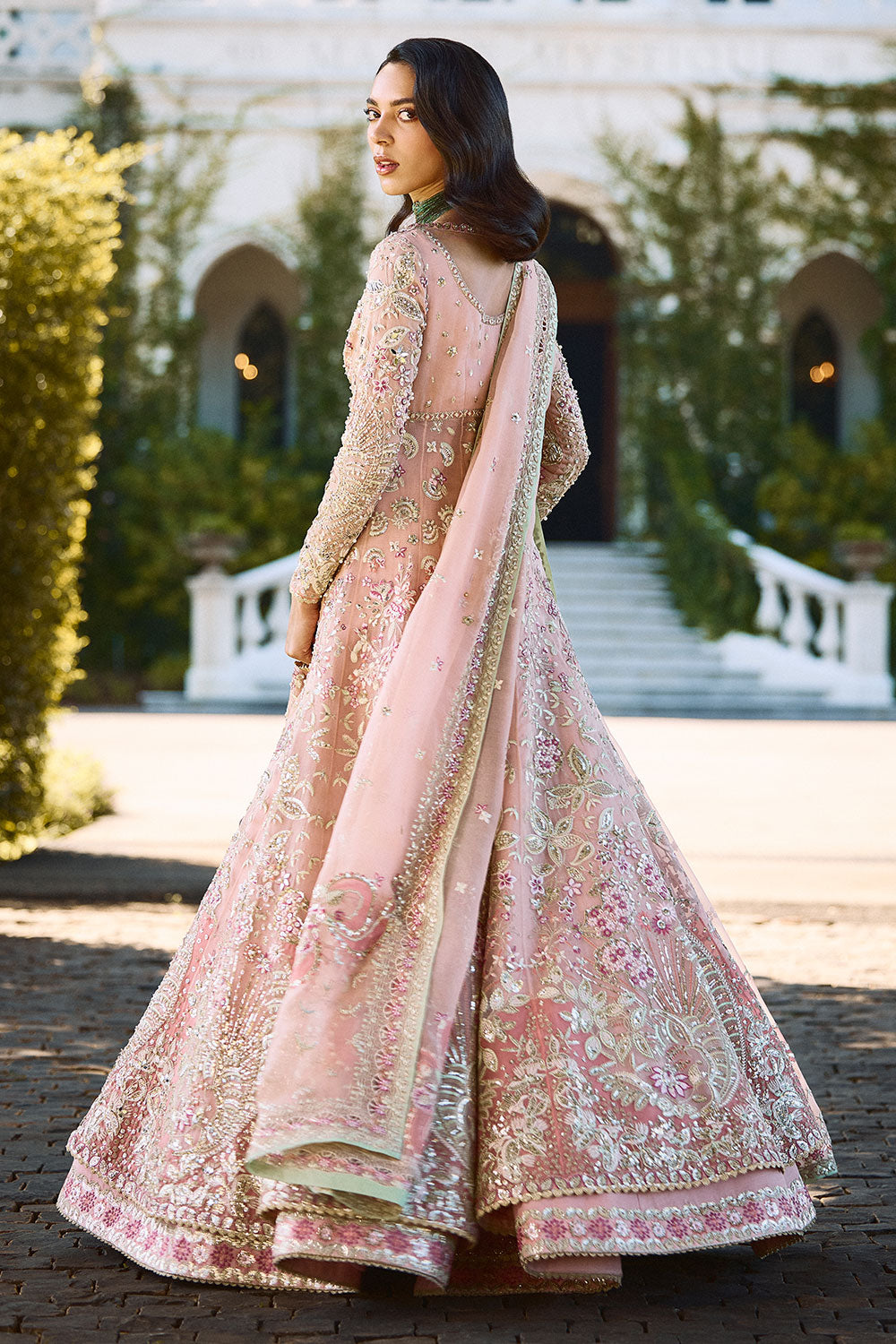 Soraya FLORENCEA Pink Long Open Shirt for Wedding Wear, Guest of Wedding Wear - Pakistani Designer Wear for Women in UK | Kifat