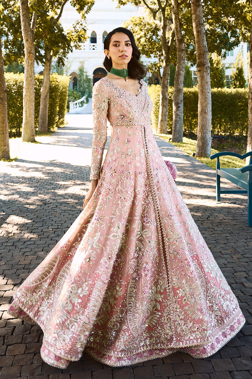 Soraya FLORENCEA Pink Long Open Shirt for Wedding Wear, Guest of Wedding Wear - Pakistani Designer Wear for Women in UK | Kifat