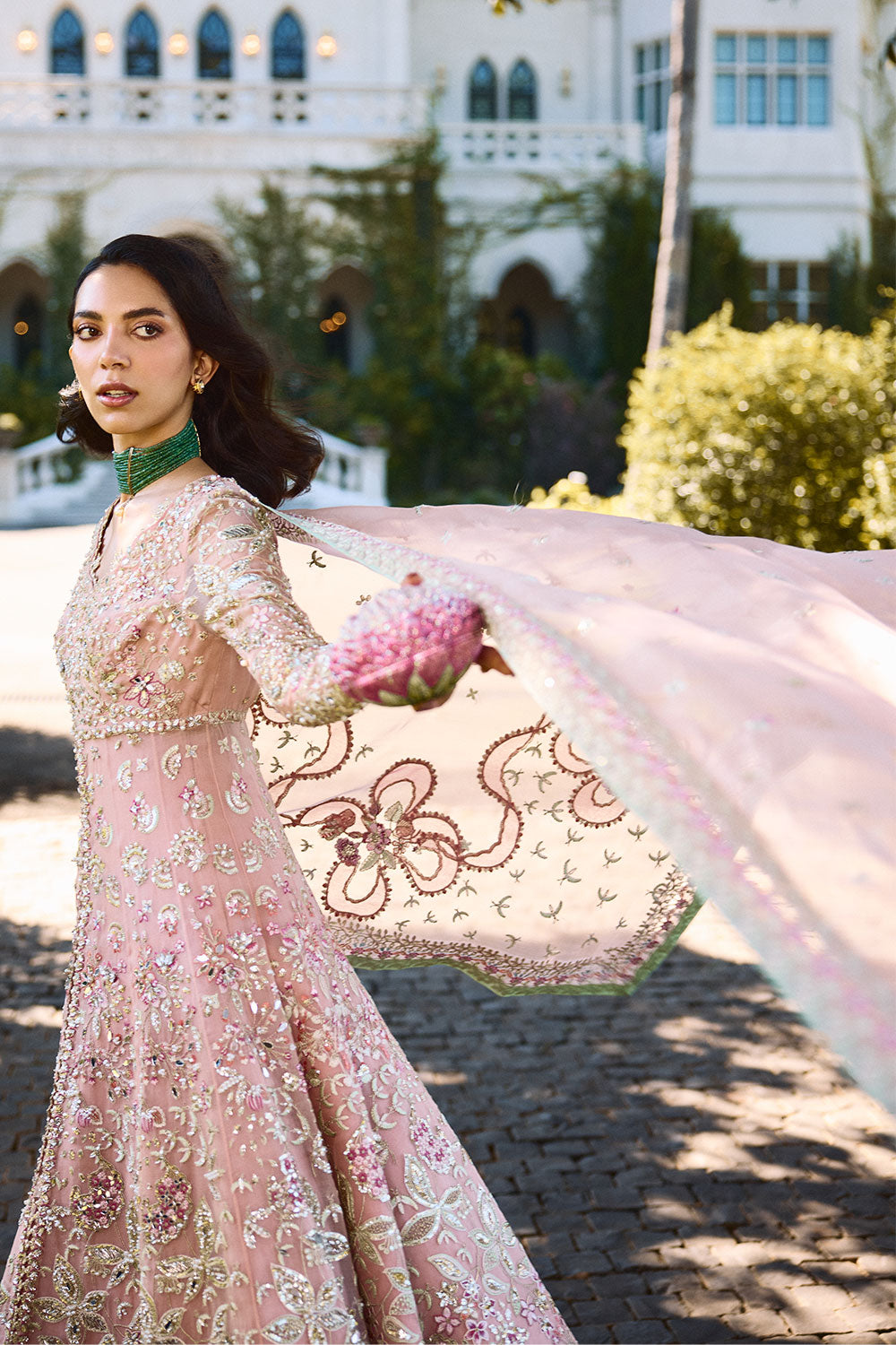Soraya FLORENCEA Pink Long Open Shirt for Wedding Wear, Guest of Wedding Wear - Pakistani Designer Wear for Women in UK | Kifat