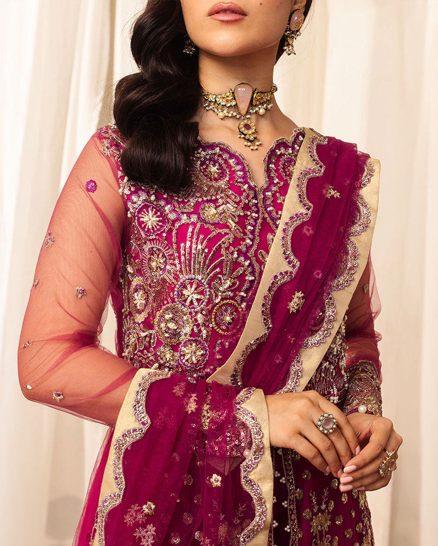 Women Wearing Fuchsia Magenta Peshwas for Wedding Events - Pakistani Designer Wear for Women in UK | Kifat