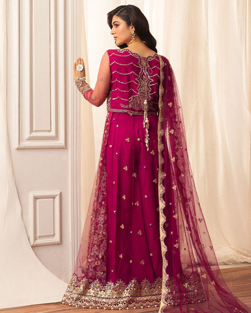 Women Wearing Fuchsia Magenta Peshwas for Wedding Events - Pakistani Designer Wear for Women in UK | Kifat
