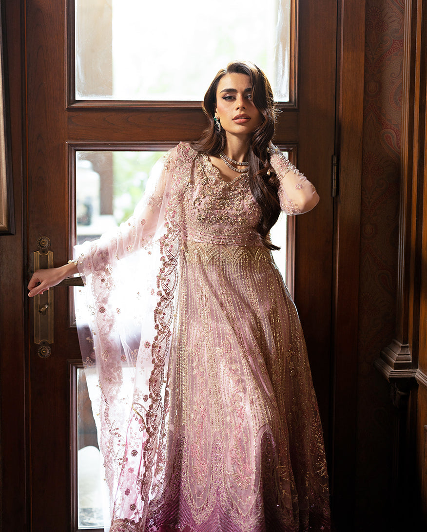 Women Wearing Geet Pink Peshwas for Wedding Events - Pakistani Designer Wear for Women in UK | Kifat