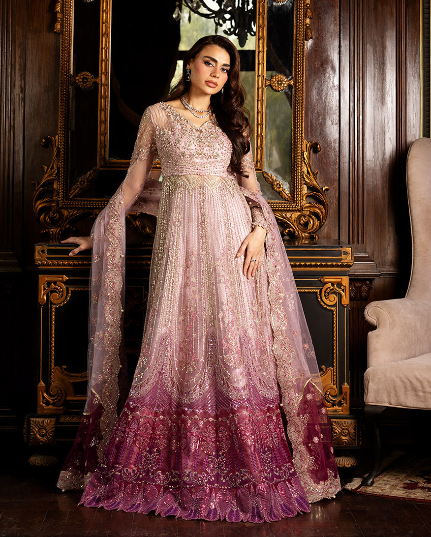 Women Wearing Geet Pink Peshwas for Wedding Events - Pakistani Designer Wear for Women in UK | Kifat