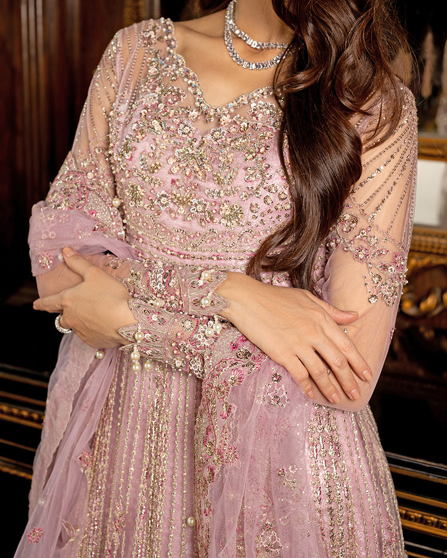 Women Wearing Geet Pink Peshwas for Wedding Events - Pakistani Designer Wear for Women in UK | Kifat