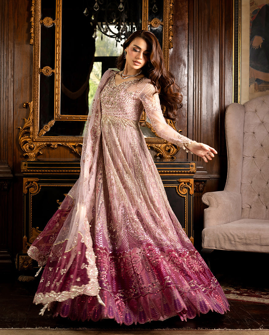 Women Wearing Geet Pink Peshwas for Wedding Events - Pakistani Designer Wear for Women in UK | Kifat