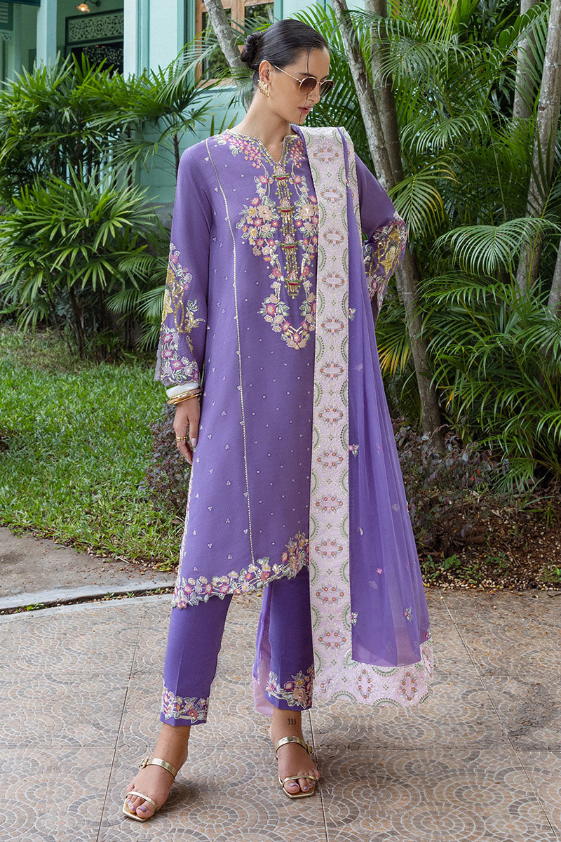 Women Wearing Elaris Wisteria Purple Long Shirt for Festive Events - Pakistani Designer Wear for Women in UK | Kifat