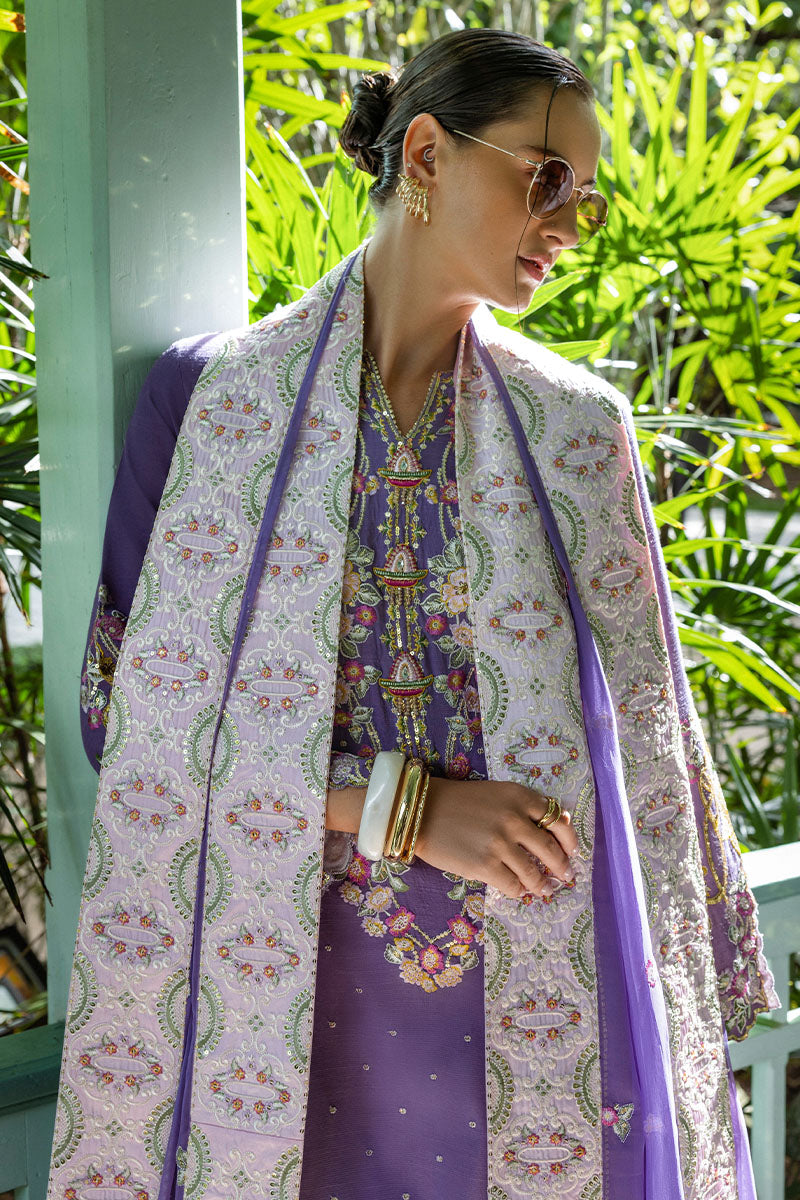 Women Wearing Elaris Wisteria Purple Long Shirt for Festive Events - Pakistani Designer Wear for Women in UK | Kifat
