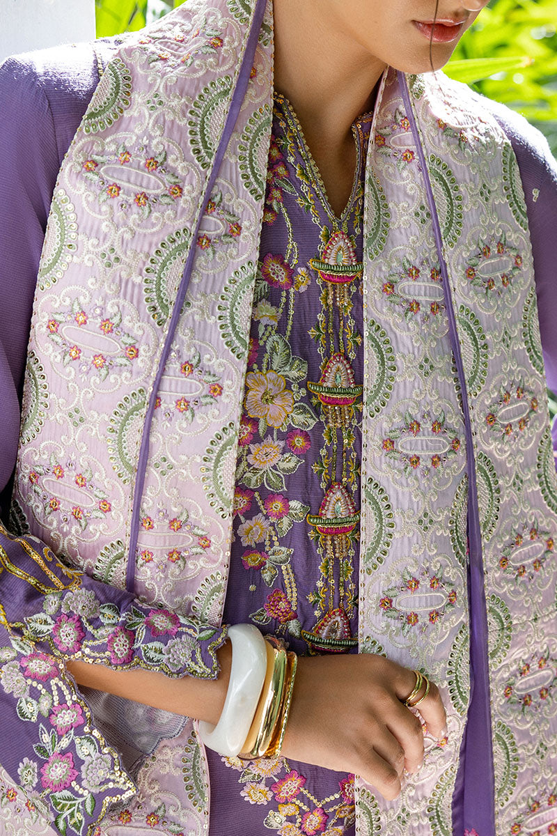 Women Wearing Elaris Wisteria Purple Long Shirt for Festive Events - Pakistani Designer Wear for Women in UK | Kifat