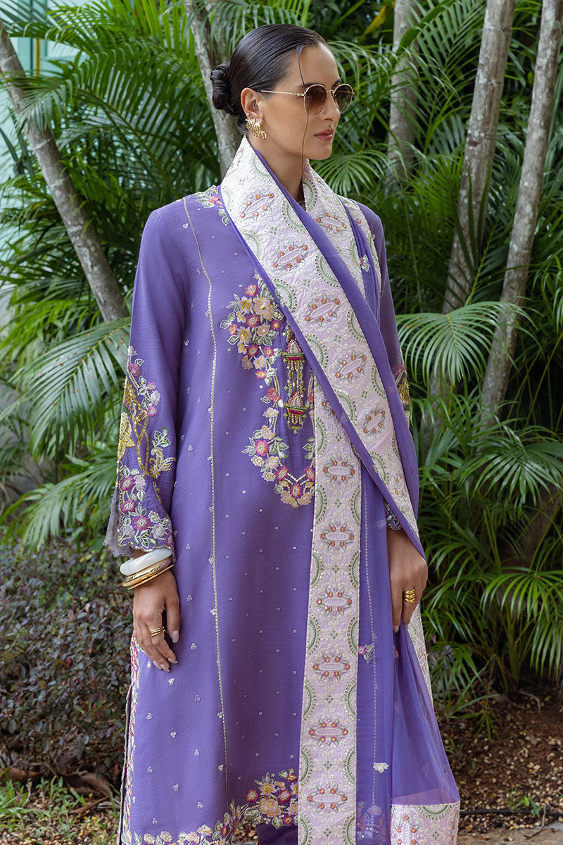 Women Wearing Elaris Wisteria Purple Long Shirt for Festive Events - Pakistani Designer Wear for Women in UK | Kifat