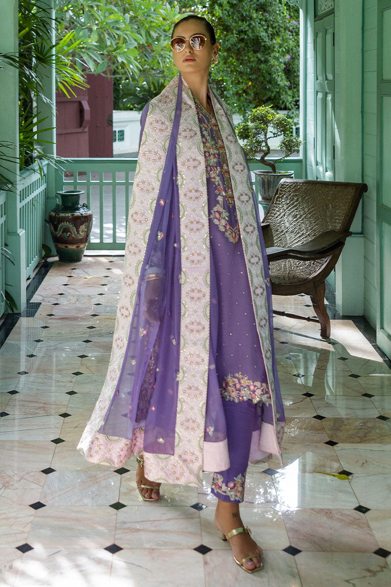 Women Wearing Elaris Wisteria Purple Long Shirt for Festive Events - Pakistani Designer Wear for Women in UK | Kifat
