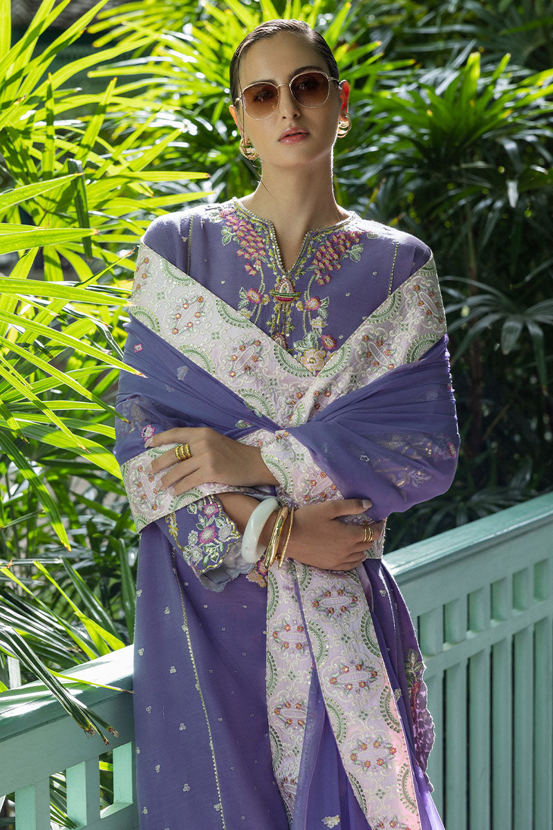 Women Wearing Elaris Wisteria Purple Long Shirt for Festive Events - Pakistani Designer Wear for Women in UK | Kifat