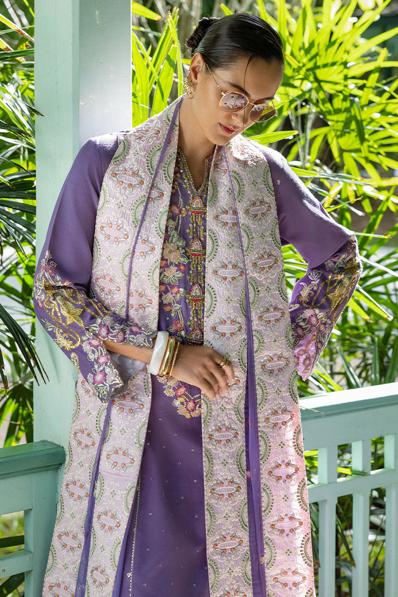 Women Wearing Elaris Wisteria Purple Long Shirt for Festive Events - Pakistani Designer Wear for Women in UK | Kifat