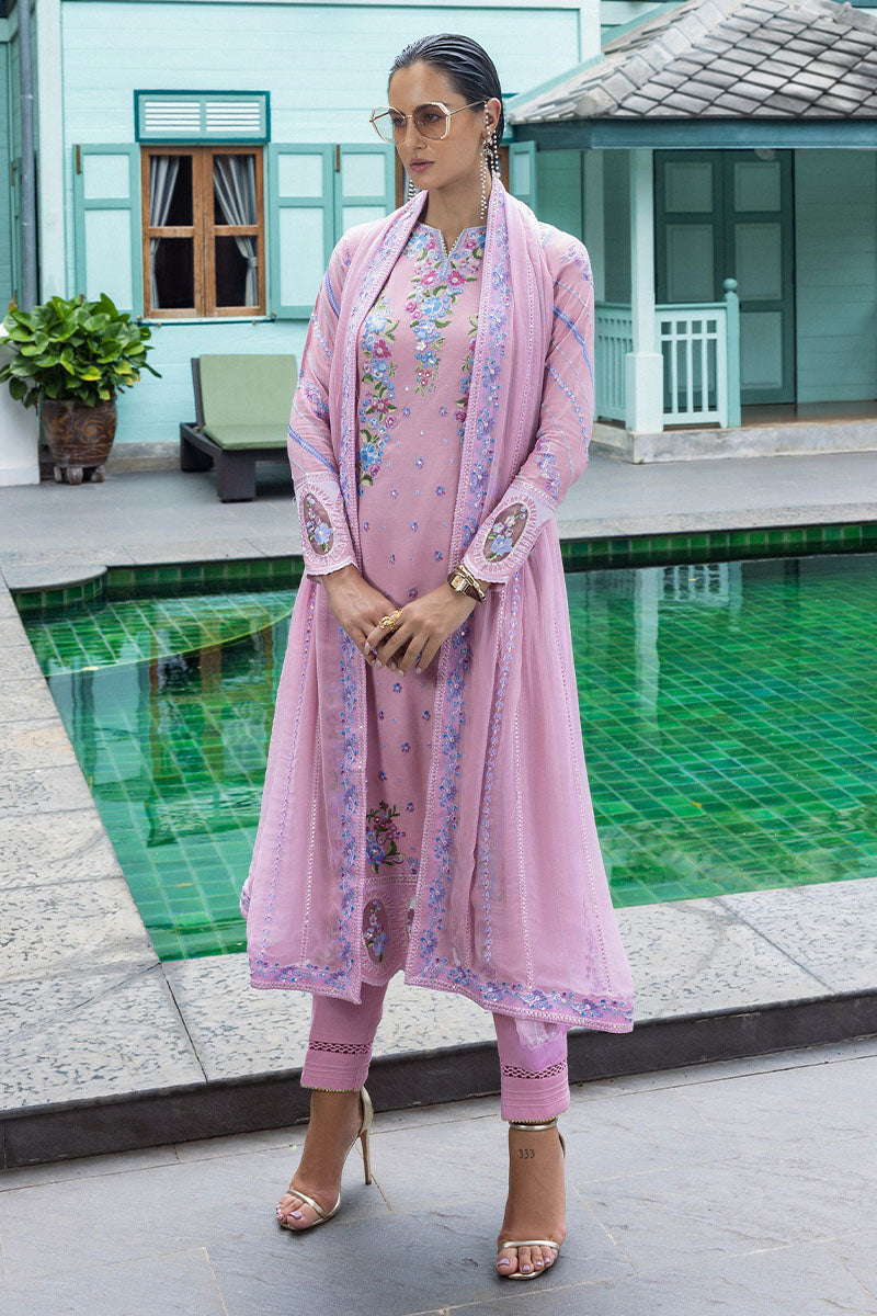 Women Wearing Leore Lilac Pink Long Shirt for Formal Events - Pakistani Designer Wear for Women in UK | Kifat