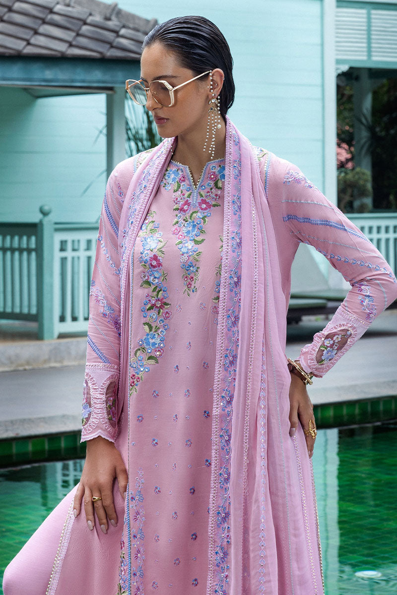 Women Wearing Leore Lilac Pink Long Shirt for Formal Events - Pakistani Designer Wear for Women in UK | Kifat
