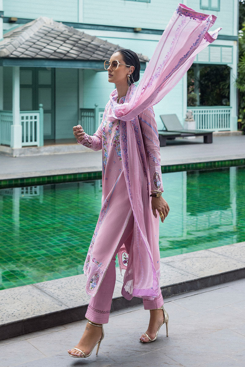 Women Wearing Leore Lilac Pink Long Shirt for Formal Events - Pakistani Designer Wear for Women in UK | Kifat
