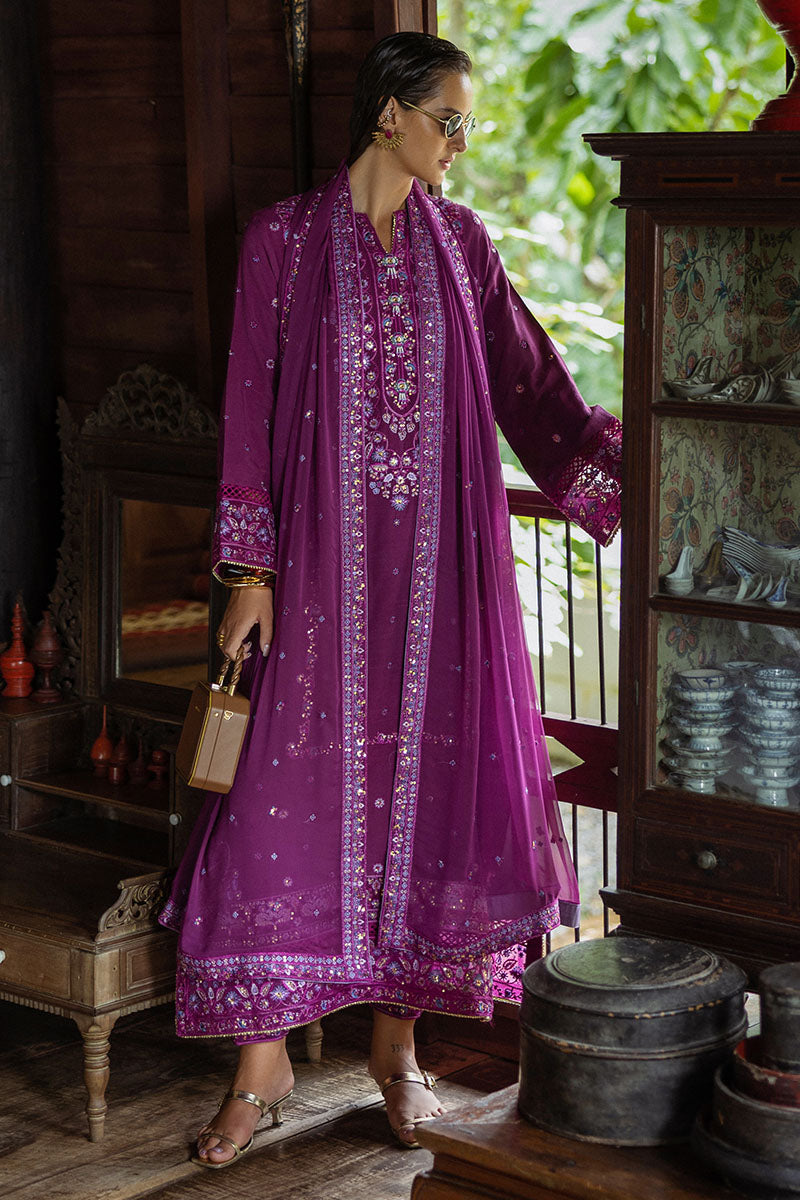 Women Wearing Avenelle Dark Purple Long Shirt for Festive Events - Pakistani Designer Wear for Women in UK | Kifat