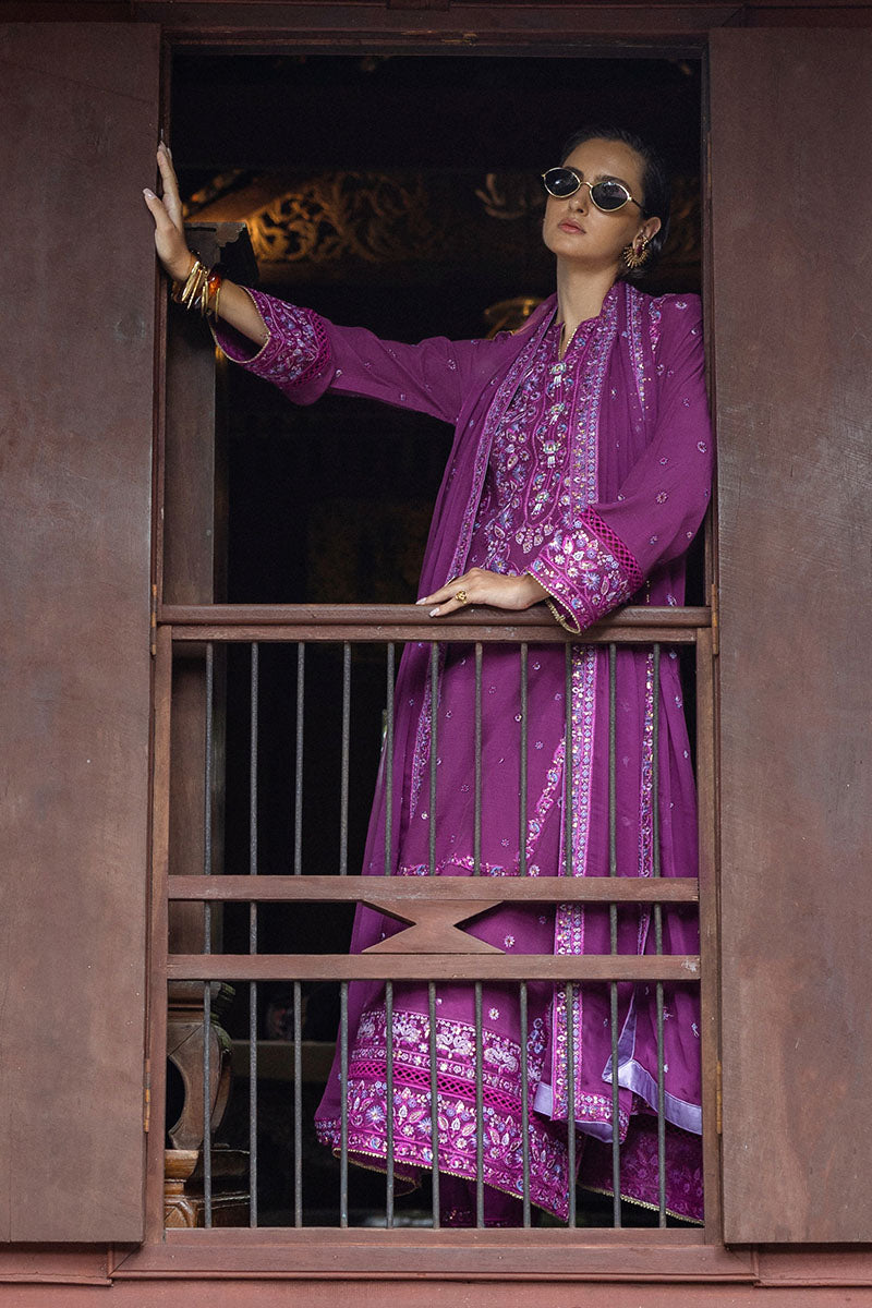 Women Wearing Avenelle Dark Purple Long Shirt for Festive Events - Pakistani Designer Wear for Women in UK | Kifat