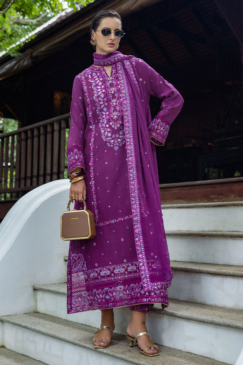 Women Wearing Avenelle Dark Purple Long Shirt for Festive Events - Pakistani Designer Wear for Women in UK | Kifat