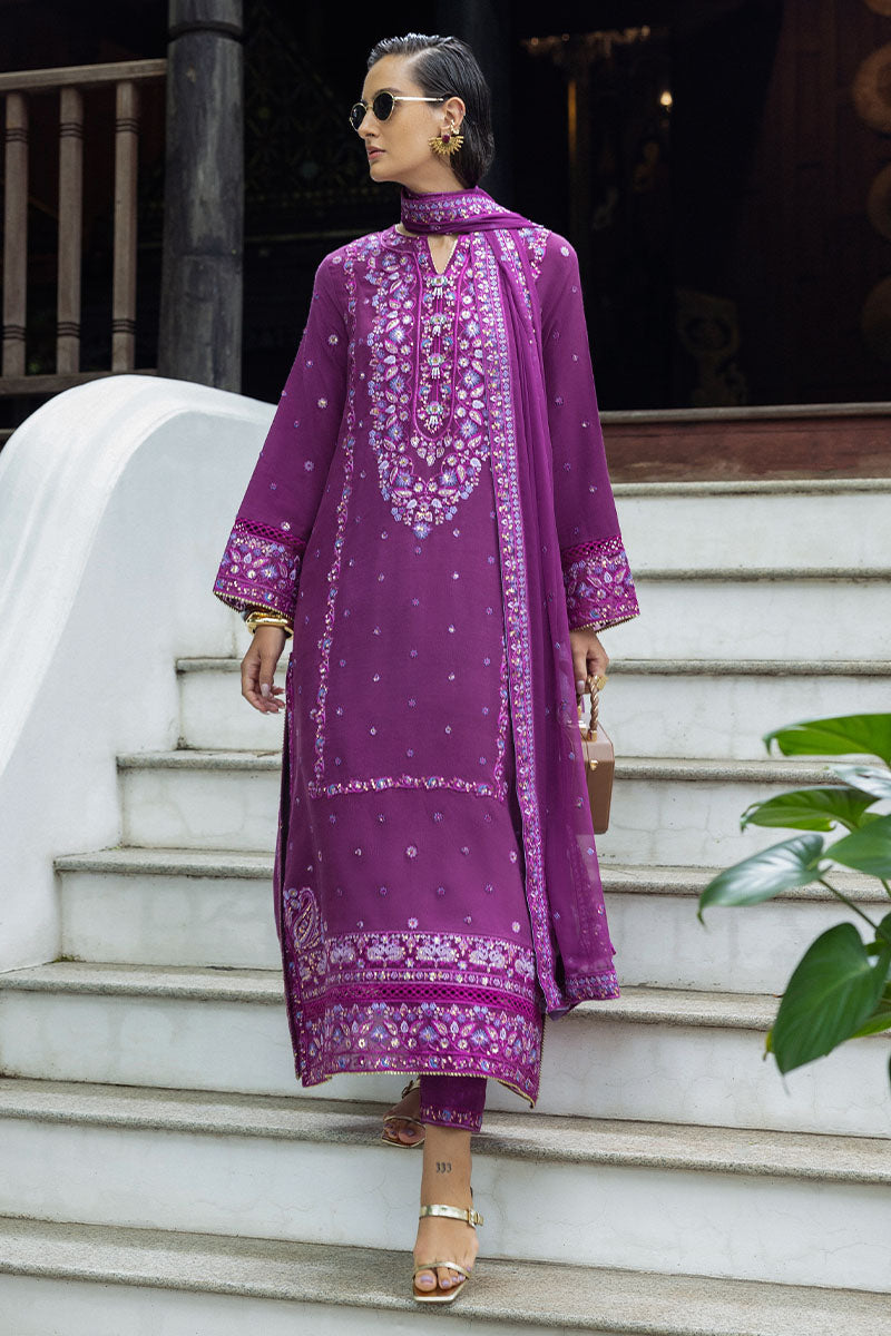 Women Wearing Avenelle Dark Purple Long Shirt for Festive Events - Pakistani Designer Wear for Women in UK | Kifat