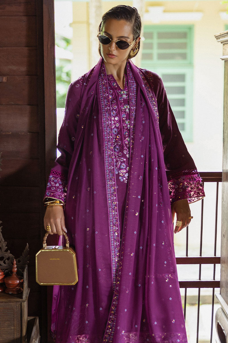 Women Wearing Avenelle Dark Purple Long Shirt for Festive Events - Pakistani Designer Wear for Women in UK | Kifat