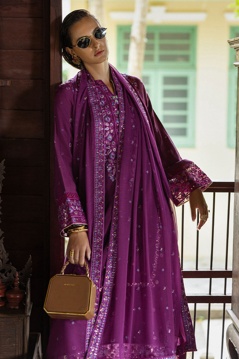 Women Wearing Avenelle Dark Purple Long Shirt for Festive Events - Pakistani Designer Wear for Women in UK | Kifat
