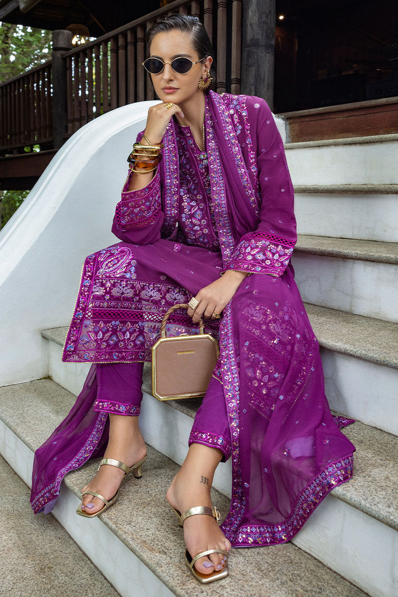 Women Wearing Avenelle Dark Purple Long Shirt for Festive Events - Pakistani Designer Wear for Women in UK | Kifat