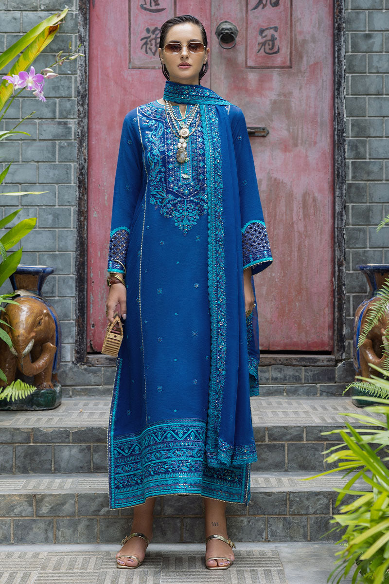 Women Wearing Marisette Zinc Long Shirt for Festive Events - Pakistani Designer Wear for Women in UK | Kifat